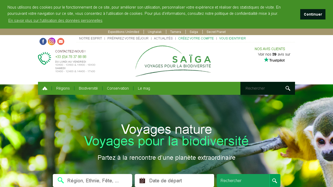 Capture d'écran de http://www.saiga-voyage-nature.fr